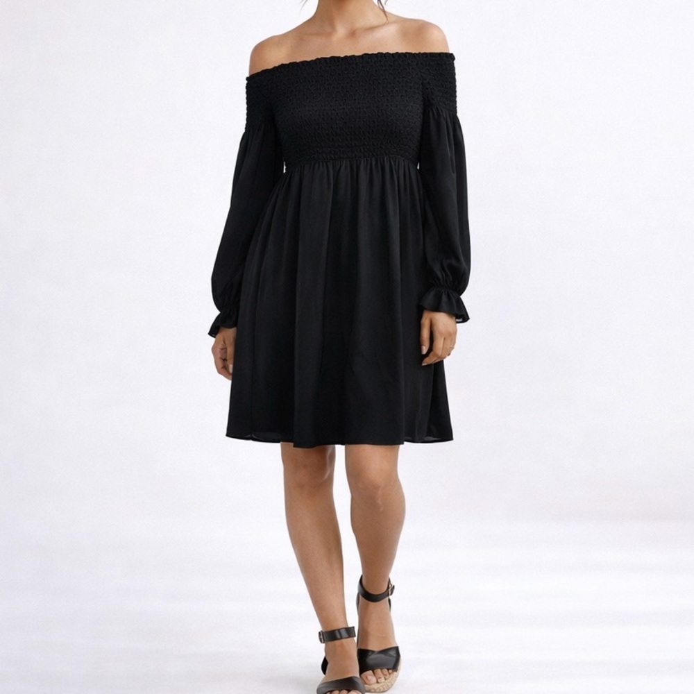 Tuckernuck Jade Melody Tam Dress XS Smocked Shift Black Silky Romantic Whimsical